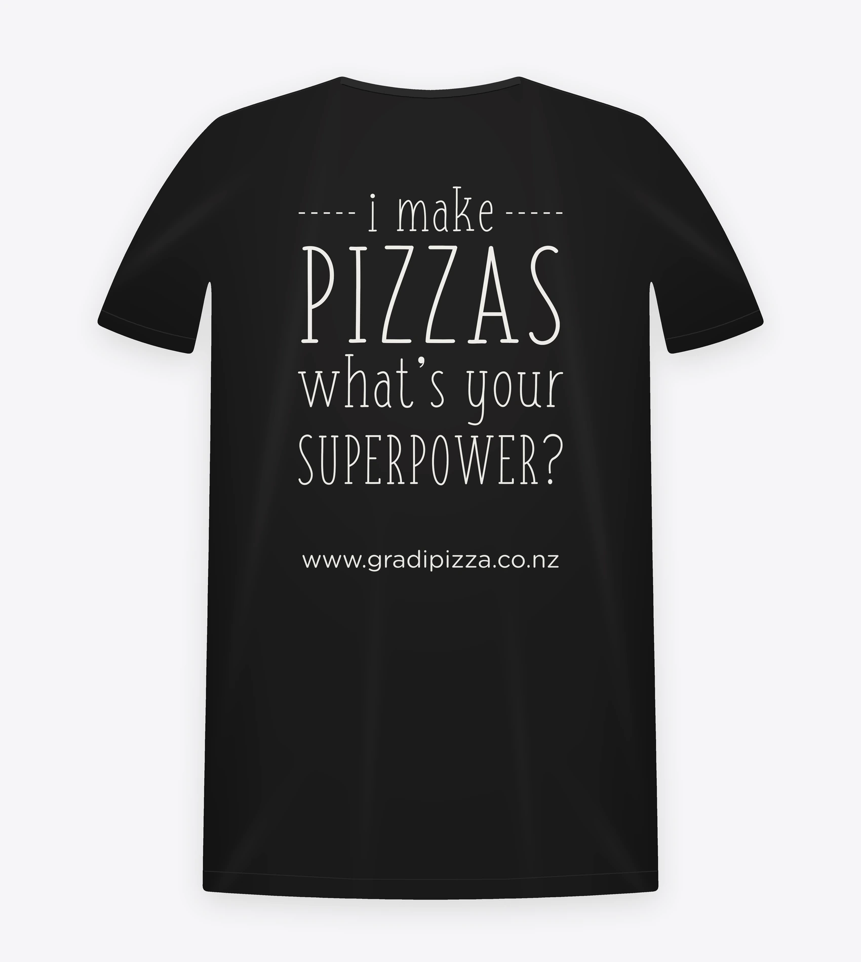 Crew T-shirt, back, Gradi Pizza, pizzeria branding by Blue Owl Design Studio, Hyderabad