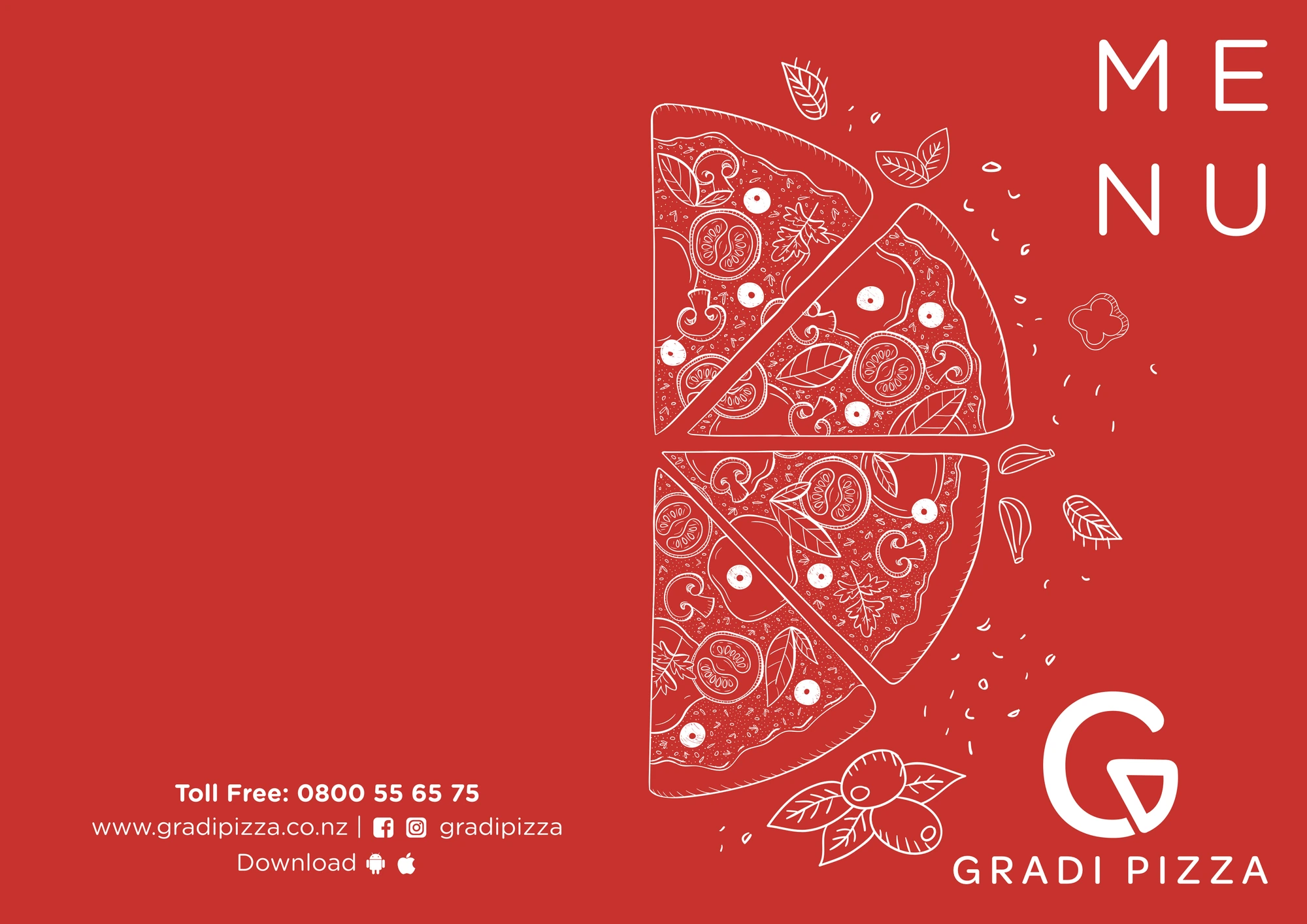 Menu, Gradi Pizza, pizzeria branding by Blue Owl Design Studio, Hyderabad