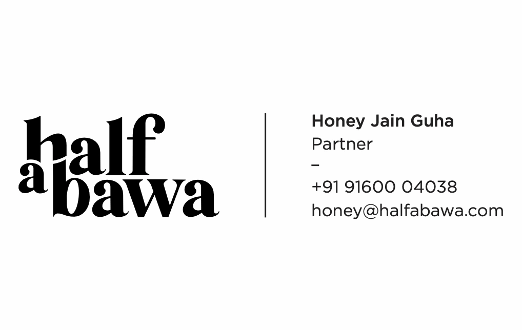Business cards, 2 of 2, Half a Bawa, hospitality branding by Blue Owl Design Studio, Hyderabad