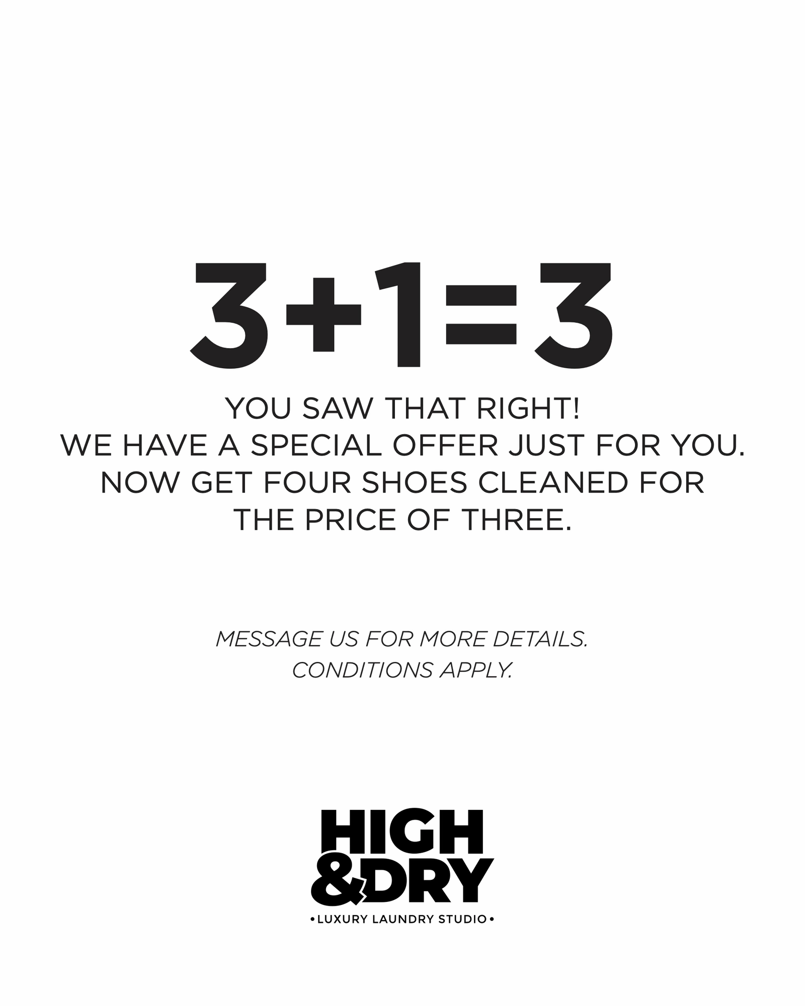 3 + 1 = 3 (Instagram), High & Dry, luxury aftercare branding by Blue Owl Design Studio, Hyderabad