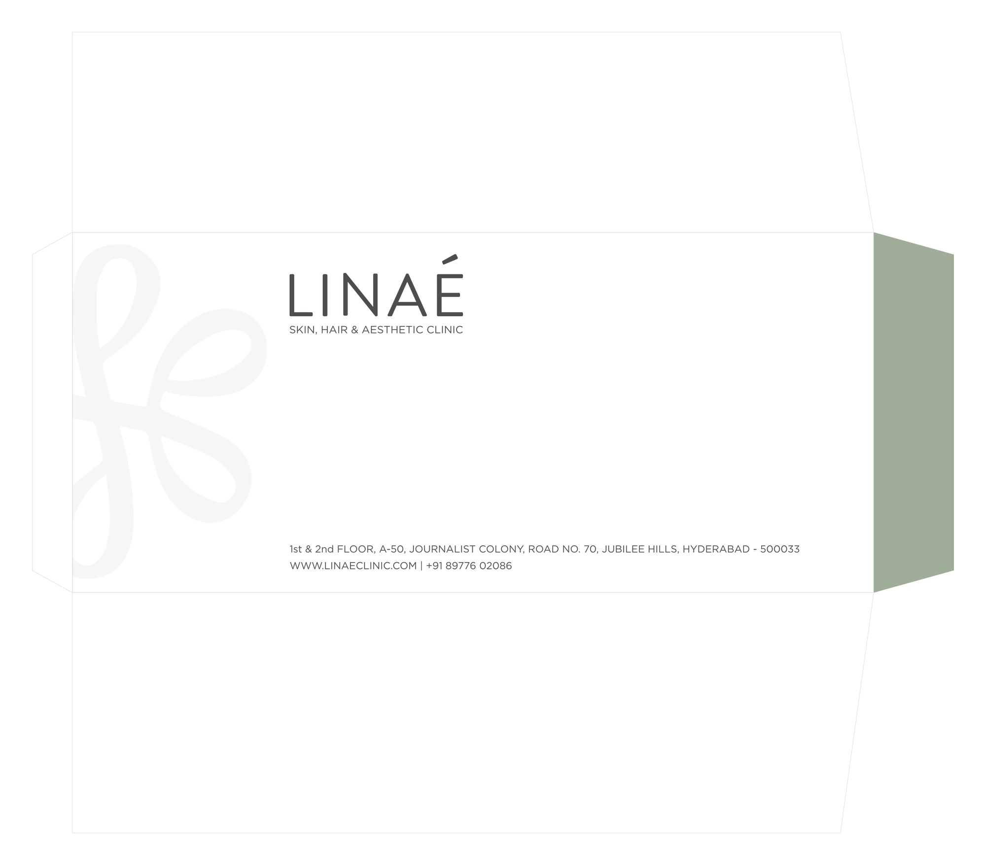 Envelope, LINAÉ, healthcare & aesthetics branding by Blue Owl Design Studio, Hyderabad