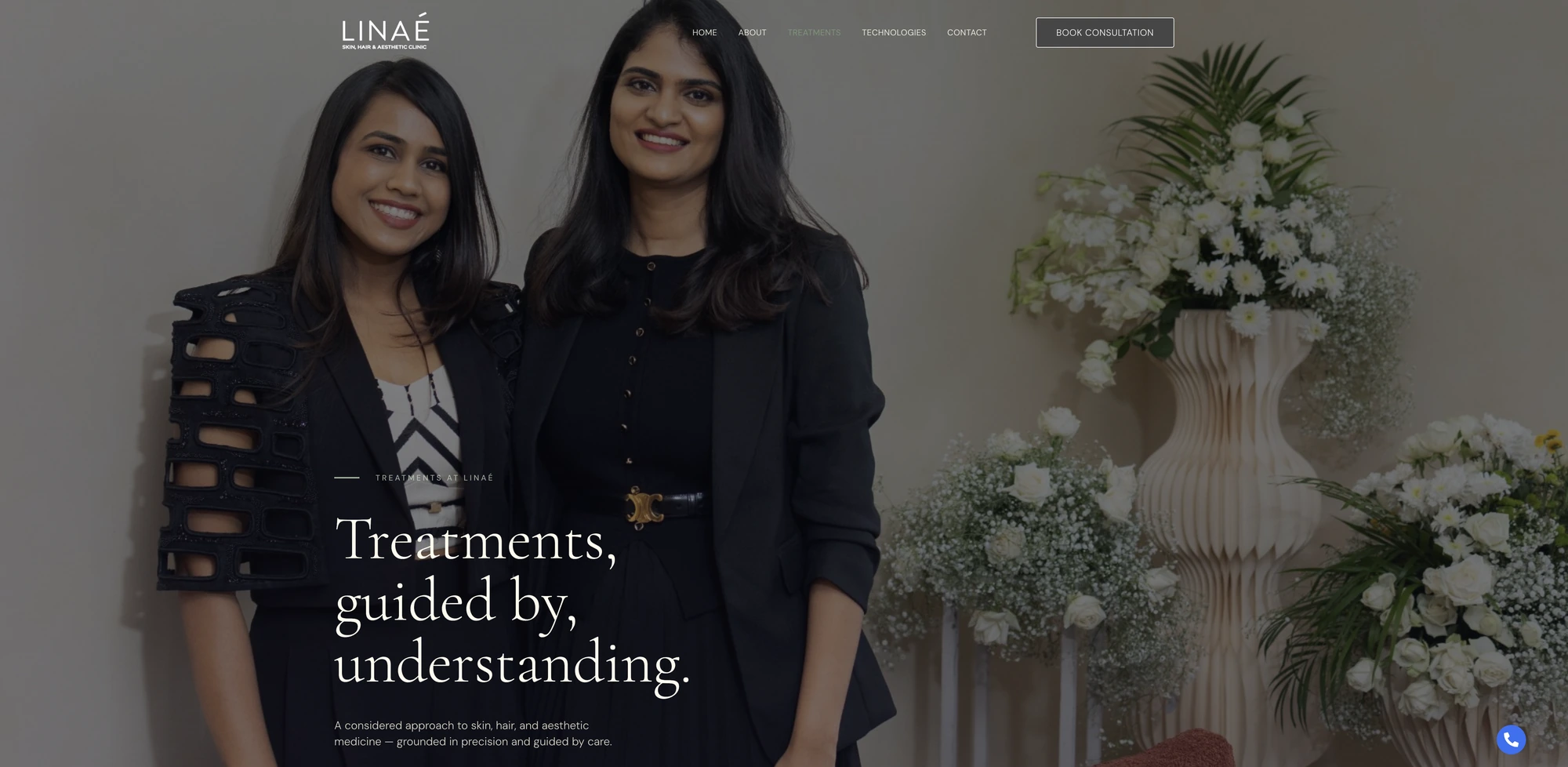 Treatments (linaeclinic.com), LINAÉ, healthcare & aesthetics branding by Blue Owl Design Studio, Hyderabad