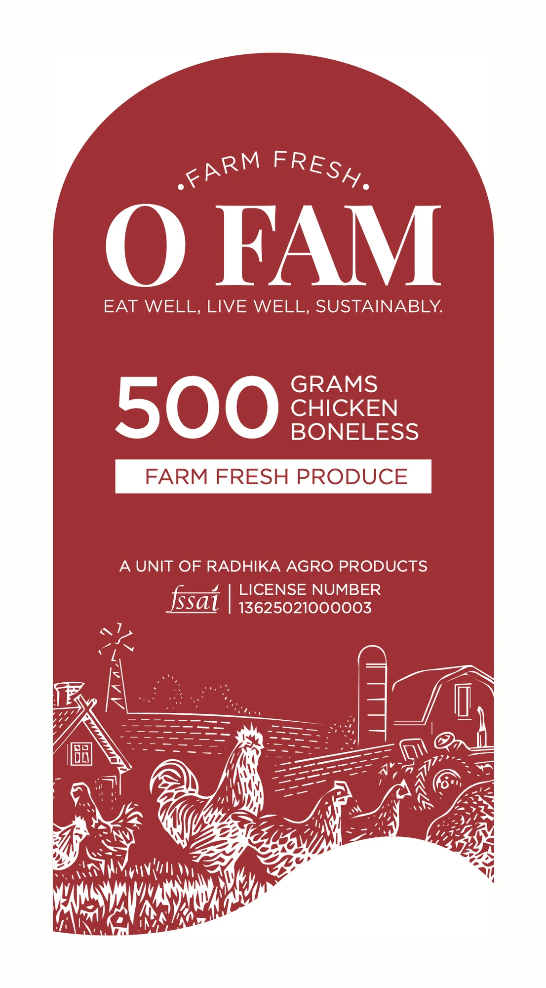 Chicken boneless (Meat & seafood labels), O Fam, food & beverage branding by Blue Owl Design Studio, Hyderabad