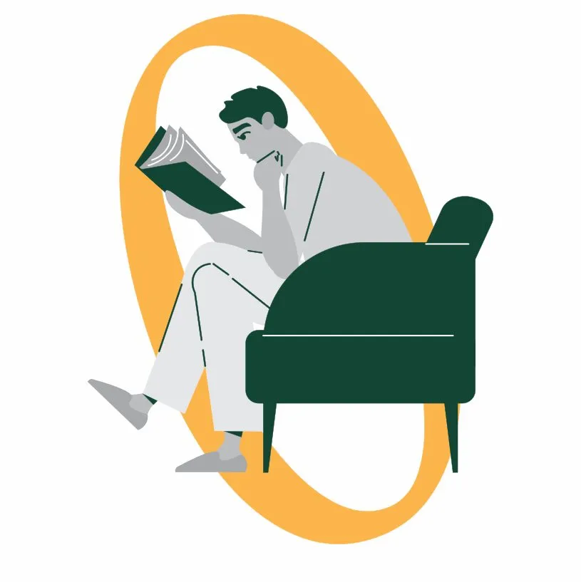 A reader, inside the O, Off The Shelf, retail & culture branding by Blue Owl Design Studio, Hyderabad